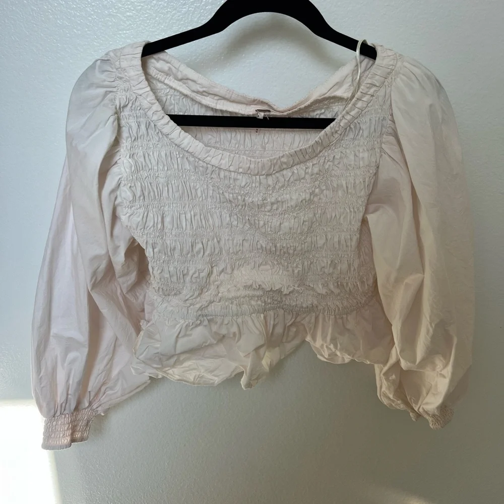 Zara Cream Smocked Blouse